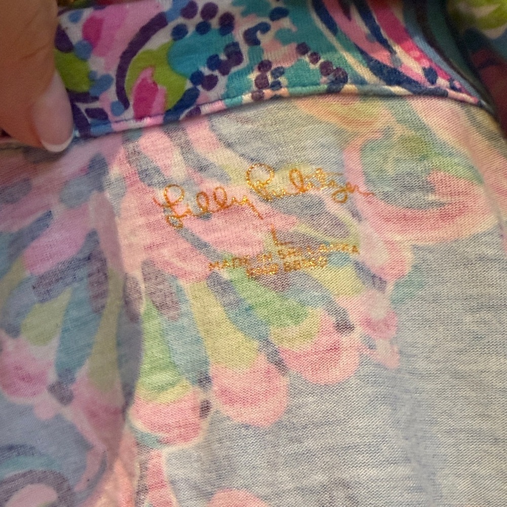 Lilly Pulitzer Pastel Paisley pajama lounge Set in Blue, Pink, Green - Picture 2 of 4